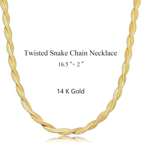 CHESKY 14K Gold/Silver Plated Snake Chain Necklace Herringbone Necklace Gold Choker Necklaces for Women Gifts Jewelry 1.5/3/5MM(W) 14"/16"(L) in Saudi Arabia