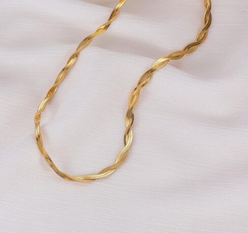 CHESKY 14K Gold/Silver Plated Snake Chain Necklace Herringbone Necklace Gold Choker Necklaces for Women Gifts Jewelry 1.5/3/5MM(W) 14"/16"(L) in Saudi Arabia