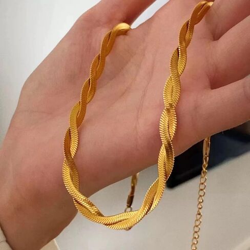 CHESKY 14K Gold/Silver Plated Snake Chain Necklace Herringbone Necklace Gold Choker Necklaces for Women Gifts Jewelry 1.5/3/5MM(W) 14"/16"(L) in Saudi Arabia