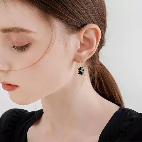 14K Yellow Gold Black Onyx Earrings 925 Sterling Silver Butterfly Black Onyx Dangle Earrings Onyx Jewelry Gifts for Women Girls in Saudi Arabia