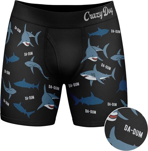 Crazy Dog T-Shirts Mens Sharks Da Dum Boxer Briefs Funny Shark Attack Graphic Novelty Underwear For Guys in Saudi Arabia