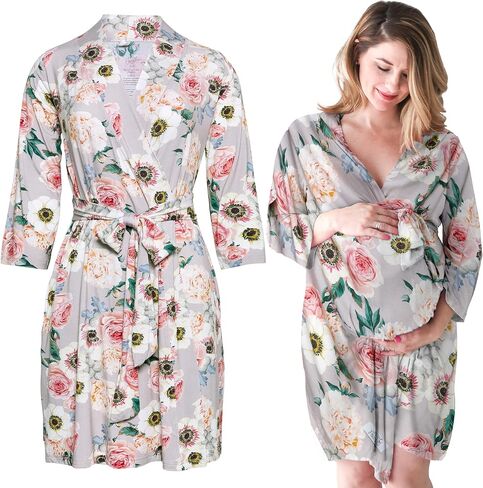 Posh Peanut Maternity Robe for Hospital Delivery - Soft Viscose from Bamboo Postpartum Robe for Women Nursing & Lounging in Saudi Arabia