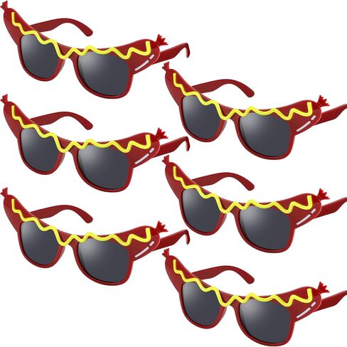 Kingdder 6 Pack Hot Dog Glasses Funny Goidty Goalty Goalty ، نظارات زخرفية لحفلات Hot Dog ، وحفلات الأزياء ، وأحداث عيد الميلاد والصيف Luau ، الهالوين (البالغ حجم واحد) in Saudi Arabia