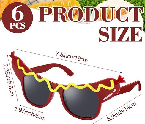 Kingdder 6 Pack Hot Dog Glasses Funny Goidty Goalty Goalty ، نظارات زخرفية لحفلات Hot Dog ، وحفلات الأزياء ، وأحداث عيد الميلاد والصيف Luau ، الهالوين (البالغ حجم واحد) in Saudi Arabia