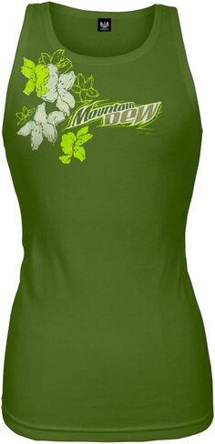 Mountain Dew - Womens Flower Splash Juniors Tank Top Medium Olive in Saudi Arabia