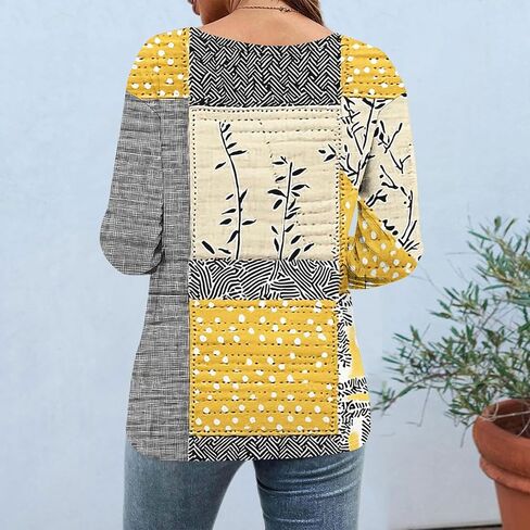 Womens Tops Dressy Casual Crew Neck Pullover 3/4 Length Sleeve Tunic Tops Retro Cute Graphic Tees Cotton Fall Clothes in Saudi Arabia