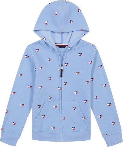 سويت شيرت بغطاء للرأس من الصوف بالكامل للفتيات من Tommy Hilfiger مع جيوب أمامية، سحاب ذهبي قديم in Saudi Arabia