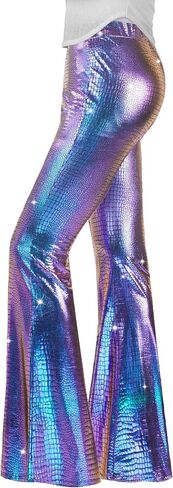 Nawgut Sequin Flare Pants Sparkly Glitter High Waisted Bell Bottoms Leggings Party Disco Clubwear for Women in Kuwait