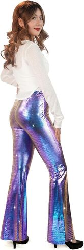 Nawgut Sequin Flare Pants Sparkly Glitter High Waisted Bell Bottoms Leggings Party Disco Clubwear for Women in Kuwait