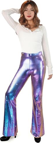 Nawgut Sequin Flare Pants Sparkly Glitter High Waisted Bell Bottoms Leggings Party Disco Clubwear for Women in Kuwait