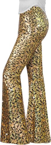 Nawgut Sequin Flare Pants Sparkly Glitter High Waisted Bell Bottoms Leggings Party Disco Clubwear for Women in Kuwait