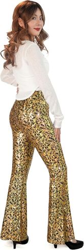 Nawgut Sequin Flare Pants Sparkly Glitter High Waisted Bell Bottoms Leggings Party Disco Clubwear for Women in Kuwait