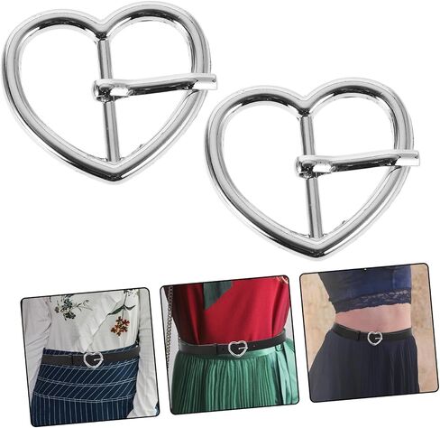SAFIGLE 10pcs Heart-shaped Decorative Waist Buckle Easy to Attach Durable Alloy Heart Buckle for Belts Stylish Design for Various Occasions and Wardrobe Styles in Saudi Arabia