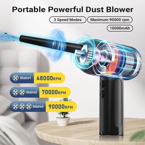 Compressed Air Duster,Cordless Electric Duster Replaces Canned Air 10000mAh Battery 9000RPM 3 Model Fast Charging (A-9000) (AD-9100) in Saudi Arabia