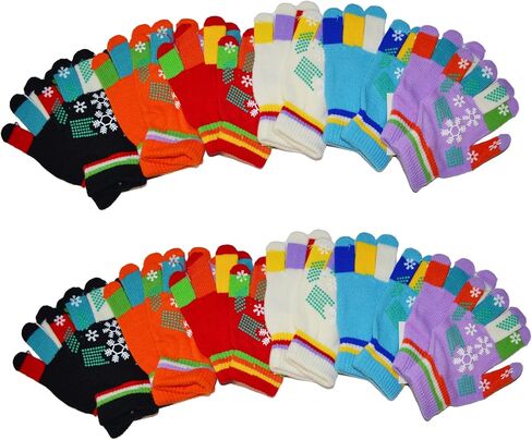 OPT. 12 Pairs Kids Children Boys Girls Stretchy Magic Winter Gloves. Crafts Party Garden Gifts Seasonal Winter Gloves. in Saudi Arabia