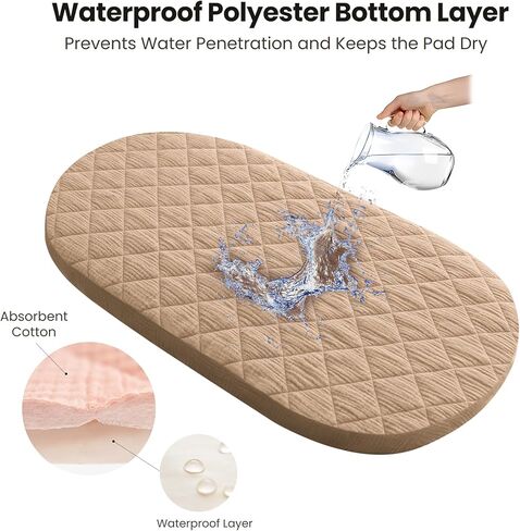 ملاءات سرير مبطنة من قماش الموسلين من كونسي، عبوتان، واقي مرتبة سرير مقاوم للماء وملاءات للفتيات والأولاد مناسبة لأسرّة الأطفال والمهد وسلة موسى وسادة مستطيلة بيضاوية/فراش (زهري، وردي) in Kuwait