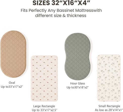 ملاءات سرير مبطنة من قماش الموسلين من كونسي، عبوتان، واقي مرتبة سرير مقاوم للماء وملاءات للفتيات والأولاد مناسبة لأسرّة الأطفال والمهد وسلة موسى وسادة مستطيلة بيضاوية/فراش (زهري، وردي) in Kuwait