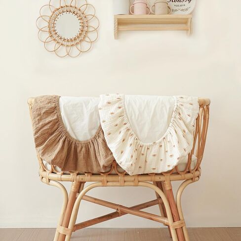 ملاءات سرير مبطنة من قماش الموسلين من كونسي، عبوتان، واقي مرتبة سرير مقاوم للماء وملاءات للفتيات والأولاد مناسبة لأسرّة الأطفال والمهد وسلة موسى وسادة مستطيلة بيضاوية/فراش (زهري، وردي) in Kuwait