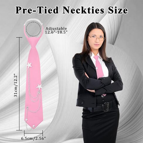Ties for Women, Pre-Tied Tie for Girls Womens Necktie with Punk Metal Chain for School Uniform Shirt Cosplay Prom in Saudi Arabia