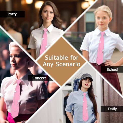 Ties for Women, Pre-Tied Tie for Girls Womens Necktie with Punk Metal Chain for School Uniform Shirt Cosplay Prom in Saudi Arabia