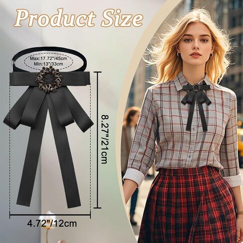Bow Ties for Women Adjustable Ribbon Womens Bow Tie, Solid Color Rhinestone Bowtie for Women School Party Work in Saudi Arabia