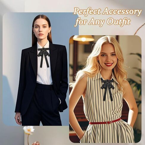 Bow Ties for Women Adjustable Ribbon Womens Bow Tie, Solid Color Rhinestone Bowtie for Women School Party Work in Saudi Arabia