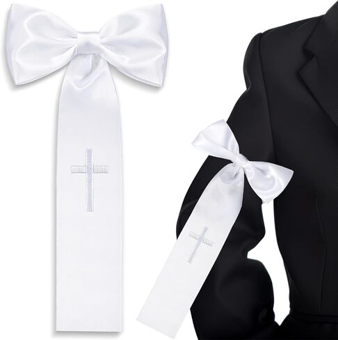 1 PCS فرقة ذراع بالتواصل مع فرقة ذراع ساتان بيضاء مع Cross Satin White مع Cross Servider for First Complelation ، 9 × 5.5 بوصة مناسبة للأطفال للأطفال in Saudi Arabia