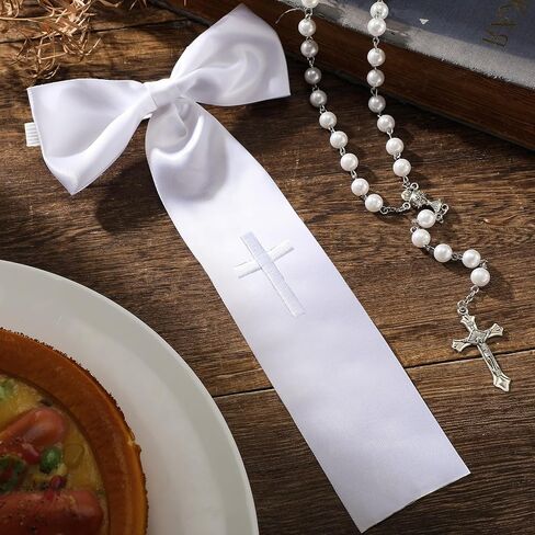1 PCS فرقة ذراع بالتواصل مع فرقة ذراع ساتان بيضاء مع Cross Satin White مع Cross Servider for First Complelation ، 9 × 5.5 بوصة مناسبة للأطفال للأطفال in Saudi Arabia