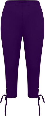 Aniywn White Capri Leggings for Women High Waisted Floral Lace Stitching Leggings Stretch Soft Cropped Capris Pants Plus Size in Kuwait