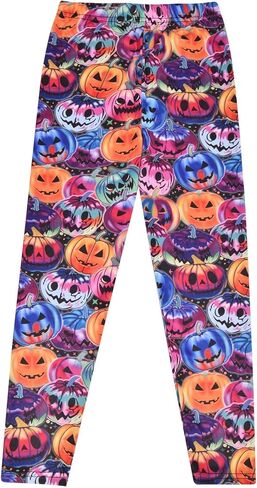 Girls Halloween Legging Spider Web Skull Print Leggings Fancy Costume 3-13 Years in Kuwait