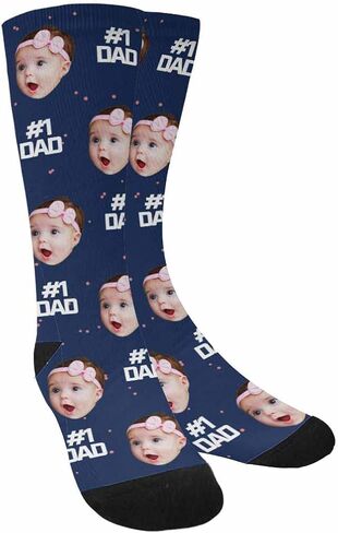 Custom Personalized Photo Pet Face Socks, Cat and Dog Tracks Paws Bones Crew Socks with Picture for Men Women in Saudi Arabia