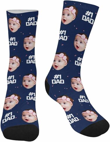 Custom Personalized Photo Pet Face Socks, Cat and Dog Tracks Paws Bones Crew Socks with Picture for Men Women in Saudi Arabia