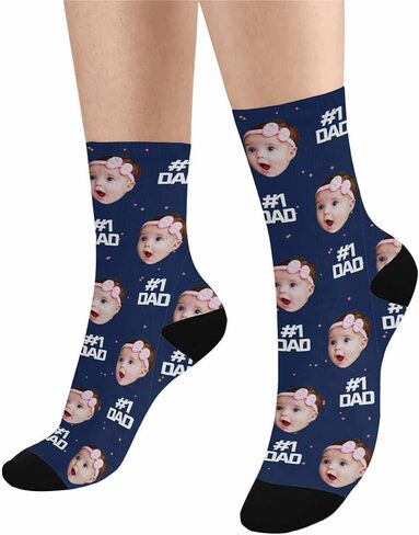 Custom Personalized Photo Pet Face Socks, Cat and Dog Tracks Paws Bones Crew Socks with Picture for Men Women in Saudi Arabia