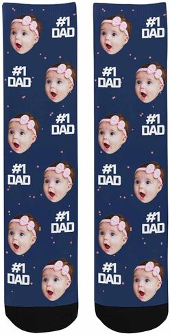 Custom Personalized Photo Pet Face Socks, Cat and Dog Tracks Paws Bones Crew Socks with Picture for Men Women in Saudi Arabia