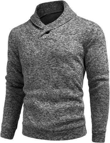 Men's Retro Hollowed Out Long Sleeved High Neck Sweatshirt With Buttons, Solid Color Pullover Sweater, And Lapel Sweater in Saudi Arabia