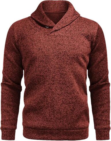 Men's Retro Hollowed Out Long Sleeved High Neck Sweatshirt With Buttons, Solid Color Pullover Sweater, And Lapel Sweater in Saudi Arabia