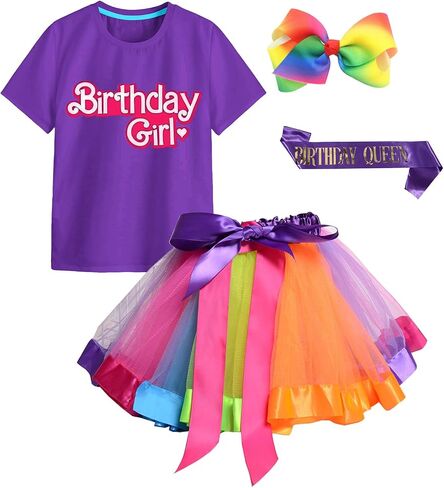 Girls' Birthday Short Set Kids t-shirt Comfortable Summer Party top tee for Girls Clothing Sets 3-8 Years in Saudi Arabia