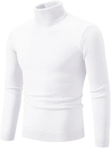 Men's High Neck Multi-Color Ribbed Knitted Sweater Solid Color Casual Simple Slim Fit Base Sweater in Saudi Arabia