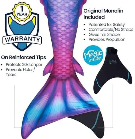 ذيل الزعنفة Atlantis Mermaid للسباحة مع نصائح معززة و monofin - أحجام البالغين والمراهقين in Kuwait
