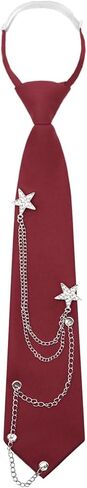 Ties for Women, Pre-Tied Tie for Girls Womens Necktie with Punk Metal Chain for School Uniform Shirt Cosplay Prom in Saudi Arabia