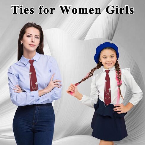 Ties for Women, Pre-Tied Tie for Girls Womens Necktie with Punk Metal Chain for School Uniform Shirt Cosplay Prom in Saudi Arabia