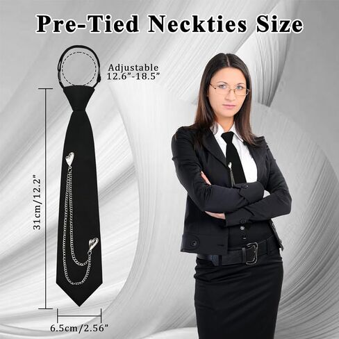 Ties for Women, Pre-Tied Tie for Girls Womens Necktie with Punk Metal Chain for School Uniform Shirt Cosplay Prom in Saudi Arabia