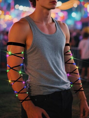 Arm Wraps Rave Cyberpunk Light Up Hand Straps Neon EDC Outfit Festival Accessories for Women in Kuwait
