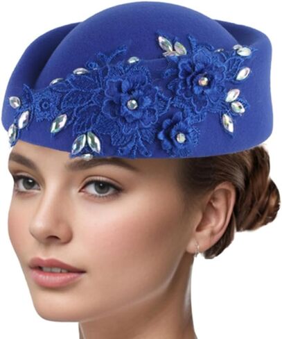 Rhinestones Flower Berets Hat for Cocktail Party 1920s Women Fascinator Caps Theme Party Costume Hat All Matching in Kuwait