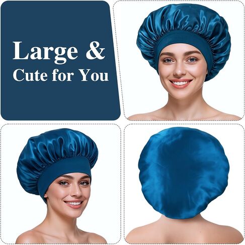 12pcs Large Satin Bonnets for Sleeping, Silky Hair Bonnet for Black Women Braid Curly Hair in Saudi Arabia
