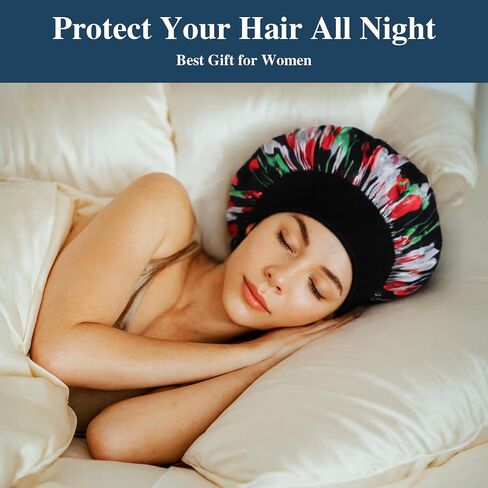 12pcs Large Satin Bonnets for Sleeping, Silky Hair Bonnet for Black Women Braid Curly Hair in Saudi Arabia