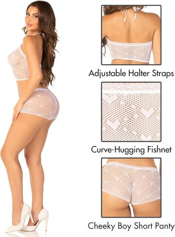 2 PC See Through Lingerie Set for Women with Halter Cami and Boy Short Panty in Saudi Arabia