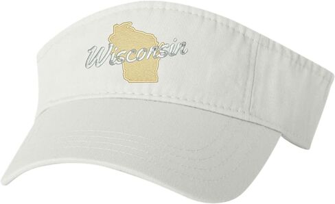 Go All Out Wisconsin Metallic Silver Script & Gold Silhouette Bucket Ponytail Visor Embroidered Cap Dad Hat in Saudi Arabia