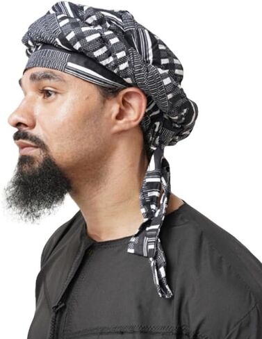 Turban Head Wraps for Men, Skull Cap, Halo Turban, Pre-Tied Tassels Men, Satin Lined Hat with Fringe Twisted Tail in Saudi Arabia