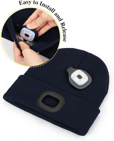 قاد الأطفال Melasa للجنسين قبعة قبعة ، USB القابلة لإعادة الشحن قبعة مصابيح الأمامية مجانية ، قبعة المصباح الليلي ، الهدايا للأطفال الأولاد الأسود in Kuwait